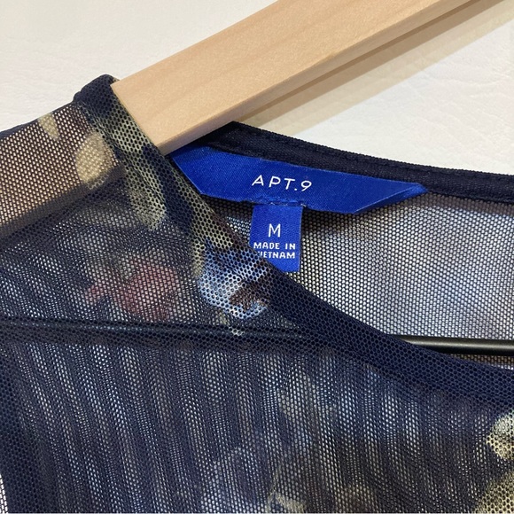 Apt. 9 Dark Blue Multi Floral Roses Sleeveless Tunic Top Women’s Sz M - Picture 6 of 7